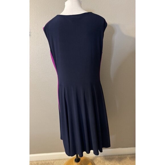 Ralph Lauren Dress 16 Magenta Sides Navy Blue Stretch Church Career Party - Picture 5 of 12